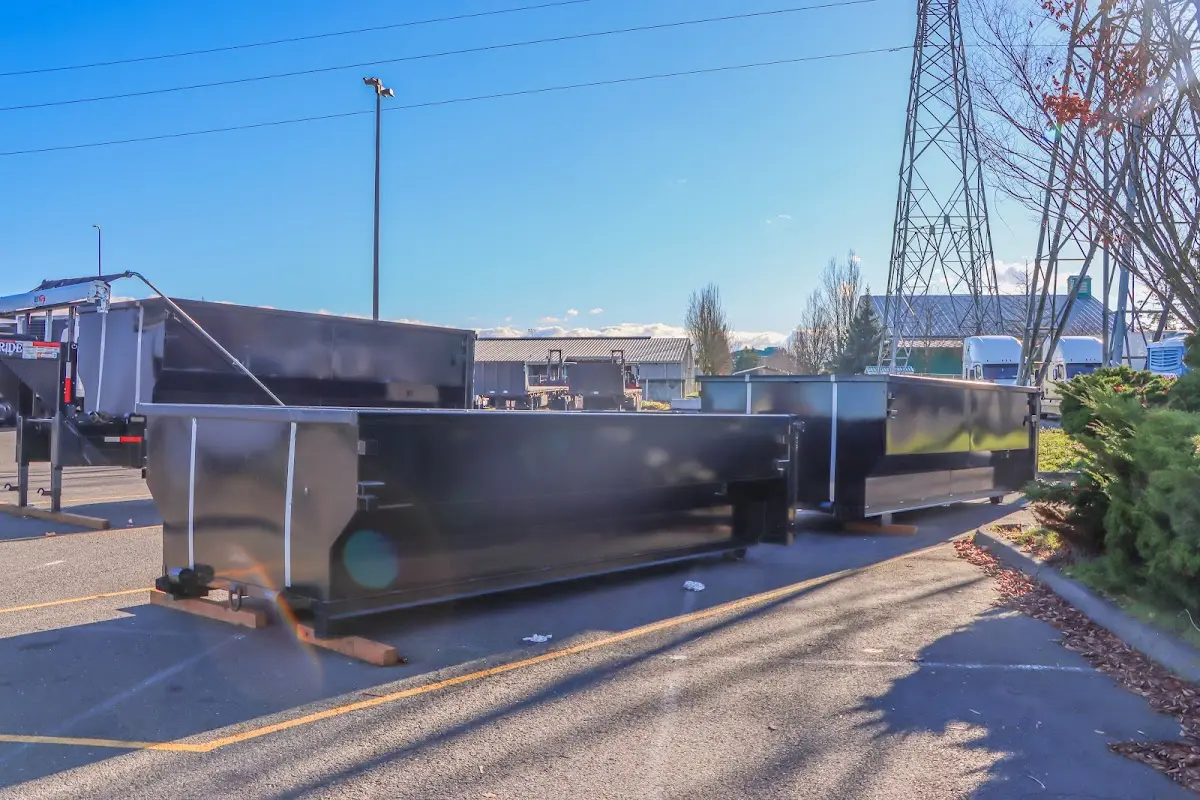 Roll-off dumpster ready for waste disposal at job site for Commercial Dumpster Rental in Whitpain